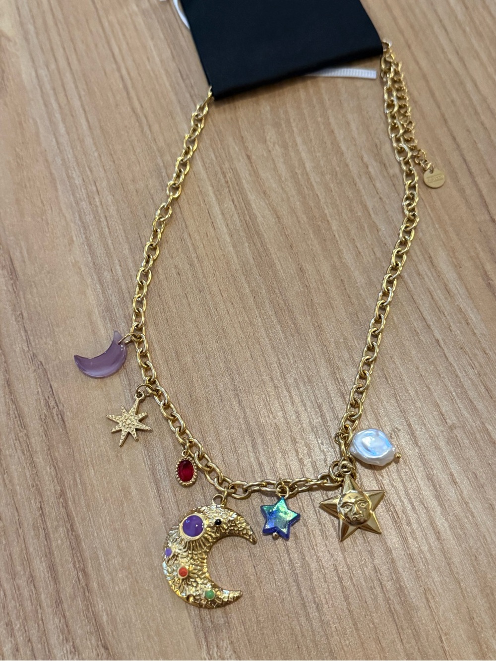 Medina Gold-Tone Moon Charm celestial Necklace -